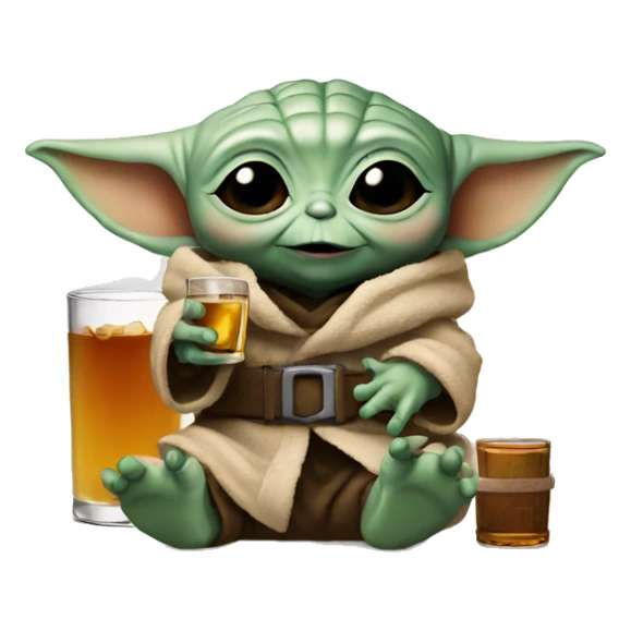 Baby Yoda with whiskey  sticker