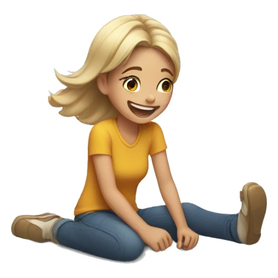 Girl rolling on the floor laughing  sticker