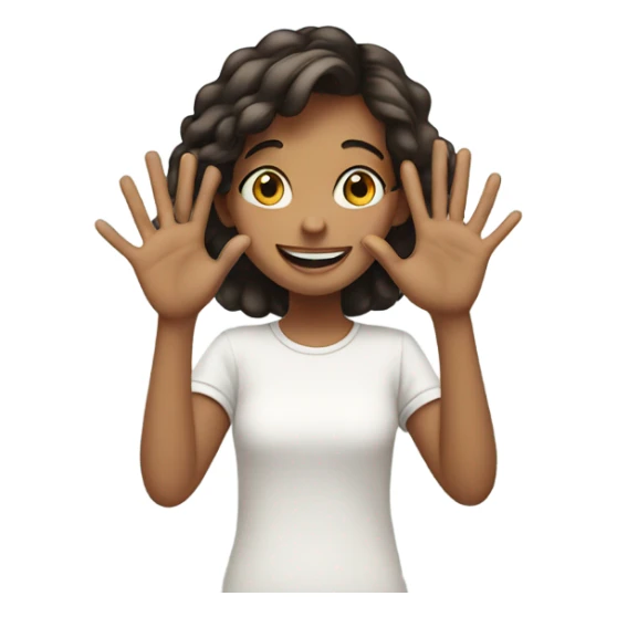 smiling girl with heart hand sticker