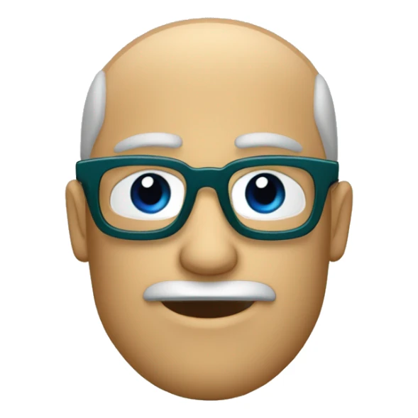 Calvo moreno ojos verdes y marron con gafas azul oscuras sticker