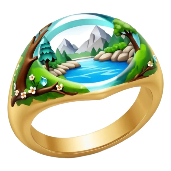 epoxy resin ring with nature motifs crystal sticker