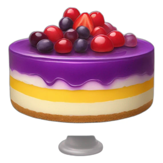 No bake cheesecake with 3 colored jams red purple and yellow art sticker