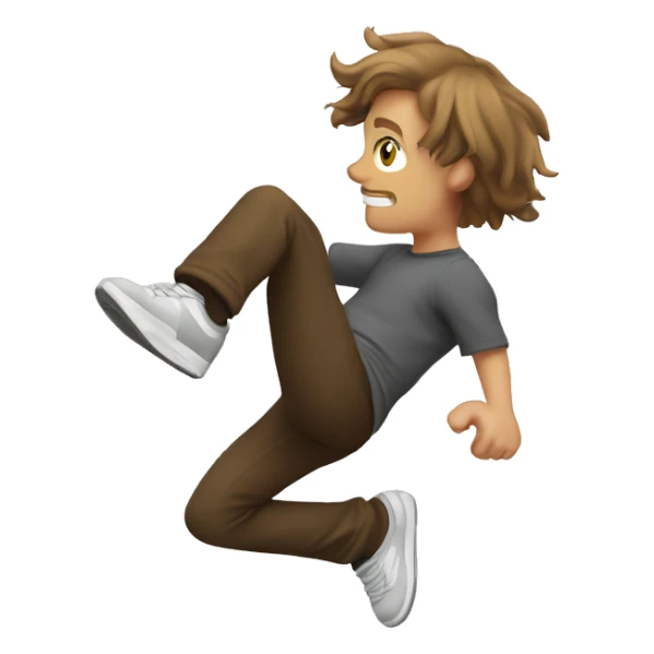 parkour white person, brown  middle part mid long hair, doing a backflip sticker