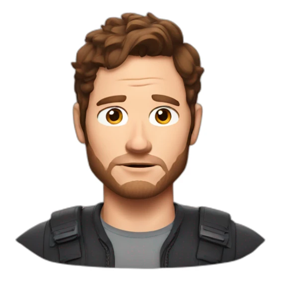 Chris Pratt brunette cartoon serious sticker