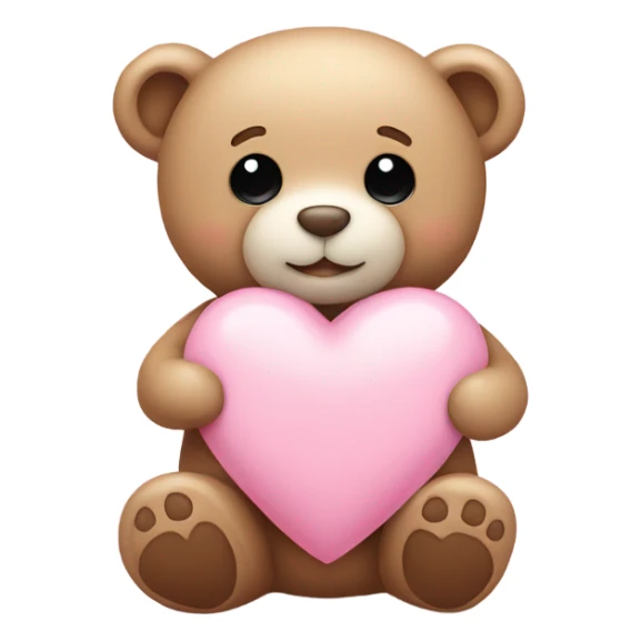 Valentine teddy bear with pastel pink heart sticker