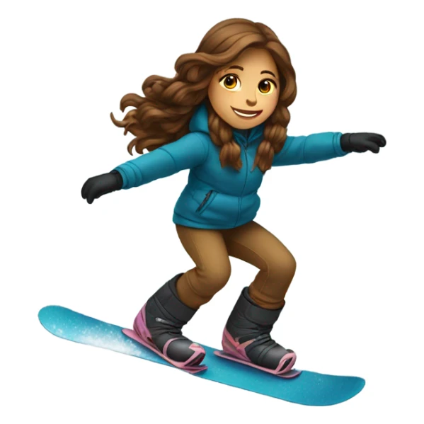 Long brown hair girl snowboarding sticker