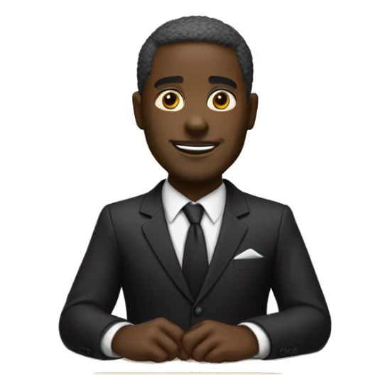 black man suit at desk sticker