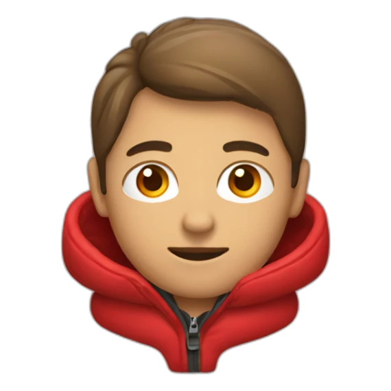 Person wearing a red body warmer sticker