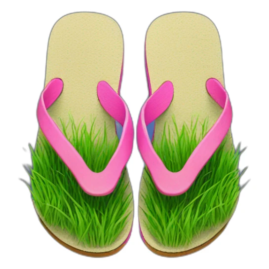 flip flops with grass on the inside top surface of the flip flop sticker