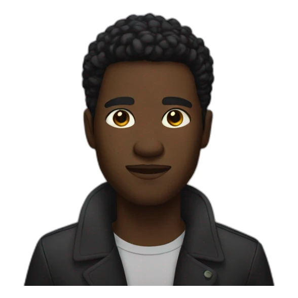 Black man with dark hair and a storm background sticker