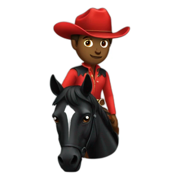 red cowboy on a black horse sticker