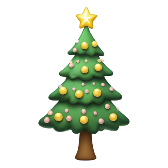 Christmas tree with pale pink ornaments and light yellow star  sticker