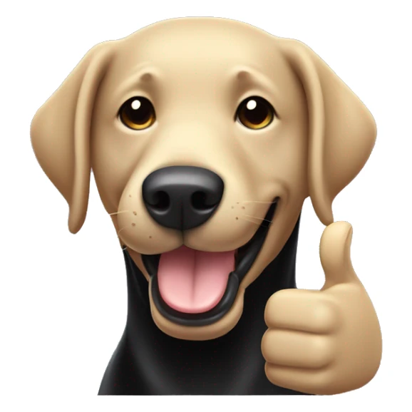 black Labrador Retriever Head smiling and holding thumbs up with its paw sticker
