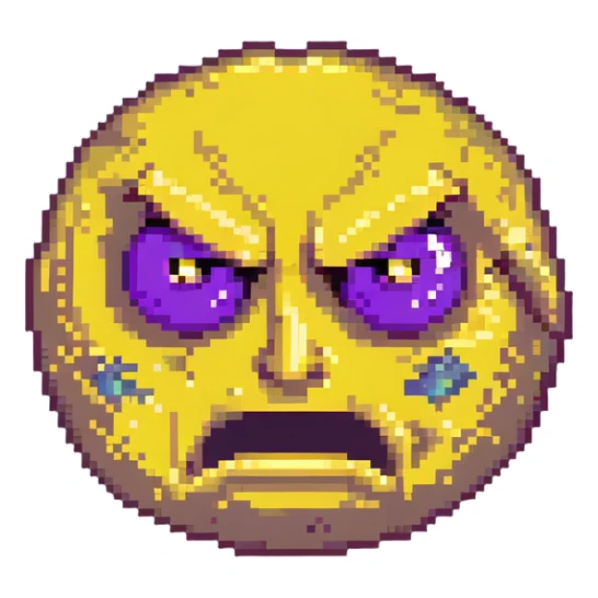 yellow face with one eye half-closed and the other open, angry expression sticker