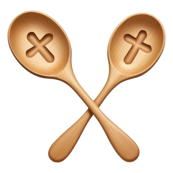 two wooden spoons hitting each other with their flat sides, creating a cross-like shape with their handles sticker