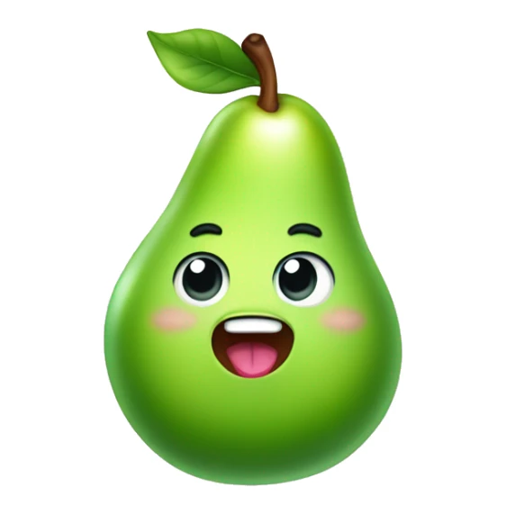 Shiny Green Cute pear with tongue sticker