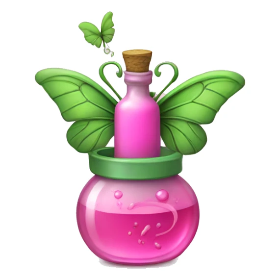 Pink potion with green vines wrapped around it with a pink butterfly sitting on top sticker