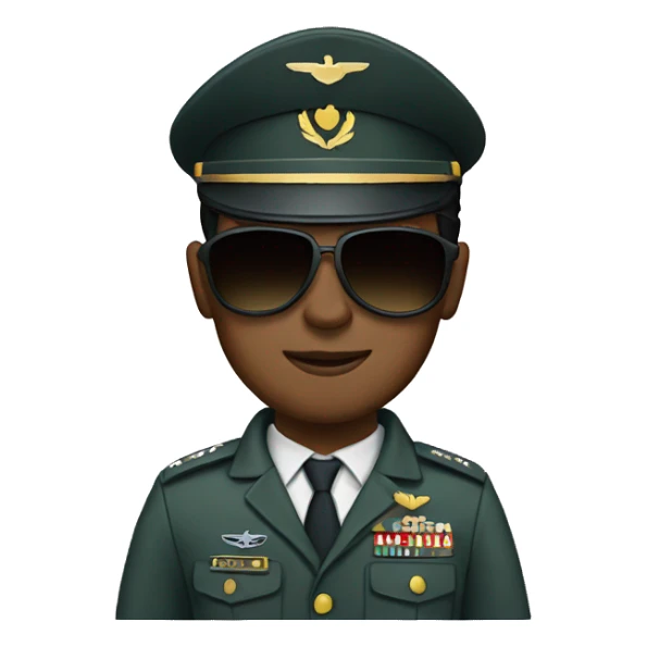 Military pilot with dark hair and sunglasses sticker
