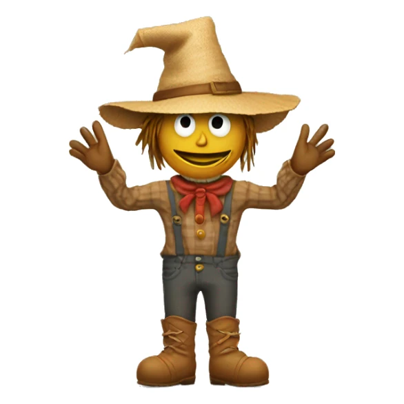 Scarecrow pointing fingers in different directions with arms crossed sticker