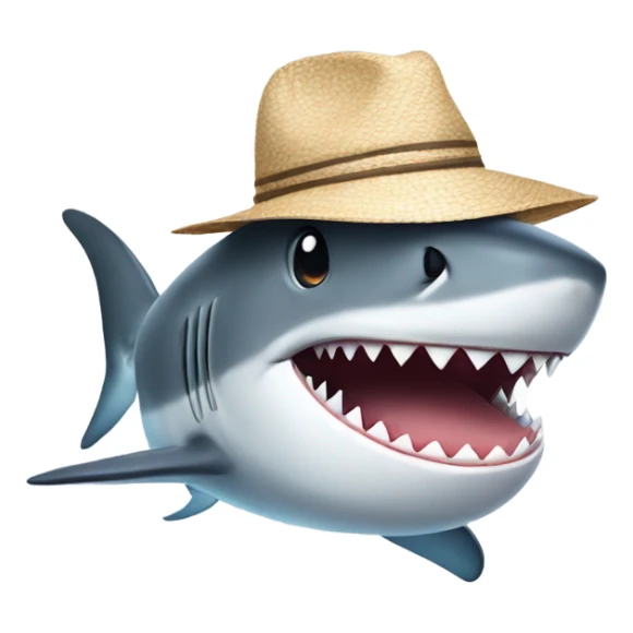 shark wearing swim shorts and a summer hat sticker