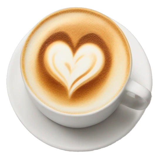 Warm cappuccino with a heart shaped latte art  sticker