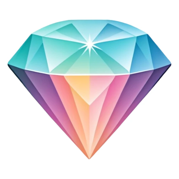 A sleek diamond logo with a black outline, set against a pastel gradient in four different colors. Smaller diamonds surround it, forming a larger diamond pattern. Playful yet polished, perfect for branding or digital media. sticker