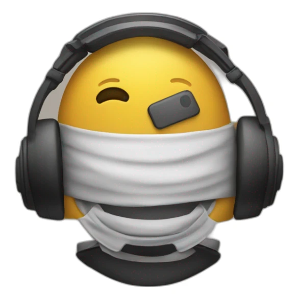 fait un emoji d'un caque quiecoute de la musique sticker