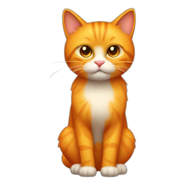 full body orange cute hairy cat with angry cute face with a mango sticker