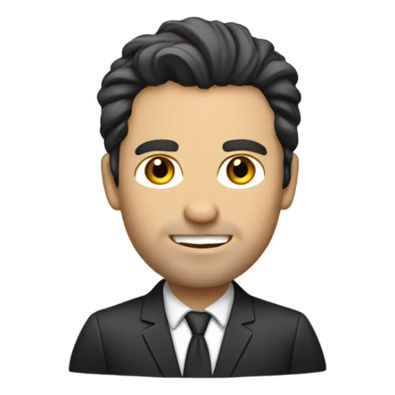 caucasian businessman black messy straight hair sticker