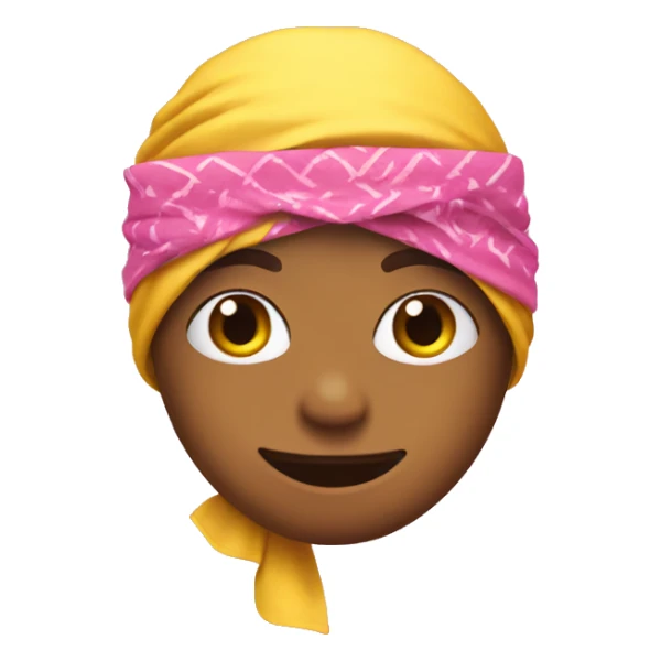 Yellow emoji with heart eyes in a pink bandana sticker
