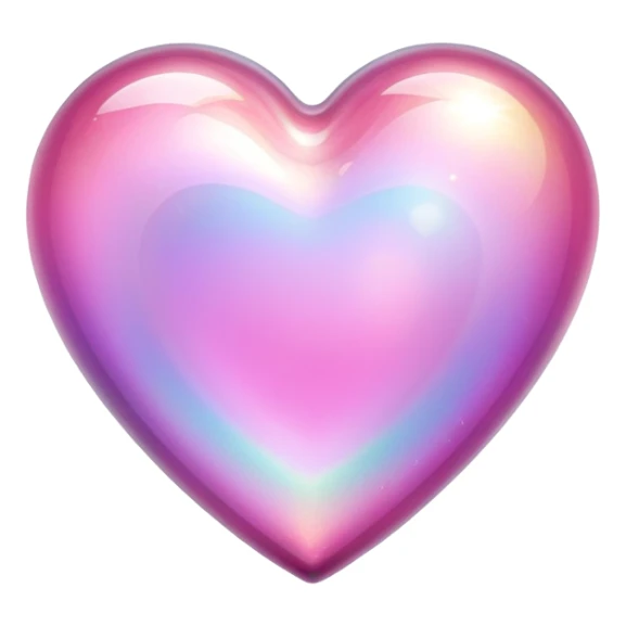 Sparkly glossy pink iridescent glass crystal sparkly  glass heart sticker