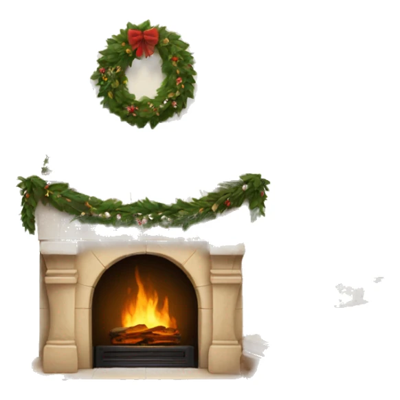 Christmas asthetic beige fireplace sticker