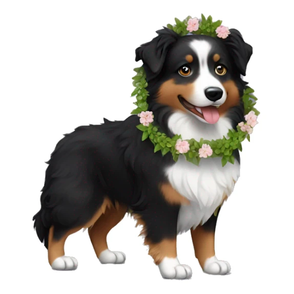 Plant garland Small black australian shepherd dog sticker