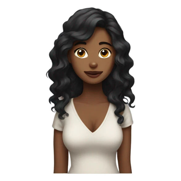 Girl with wavy long black hair wearing deep v neck top sticker