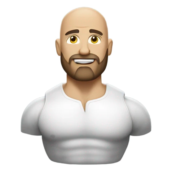 Bald white man with a beard and big muscles sticker
