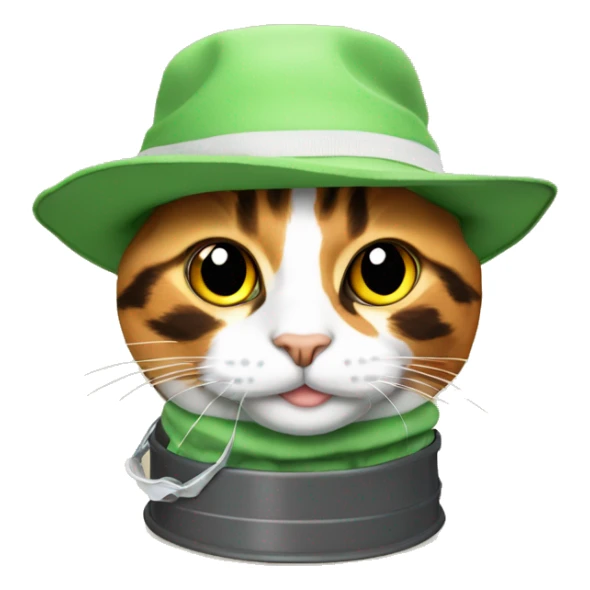 calico cat with marajuana bucket hat sticker