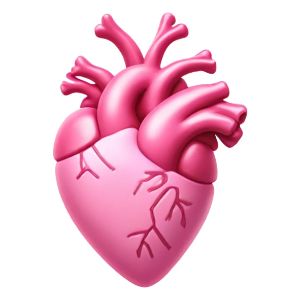 Pink anatomical heart pastel pink with pink bow tie on top sticker