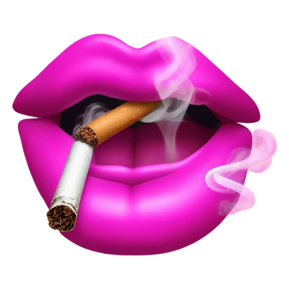 Neon pink lips are blowing smoke, and a cigarette is in her mouth sticker