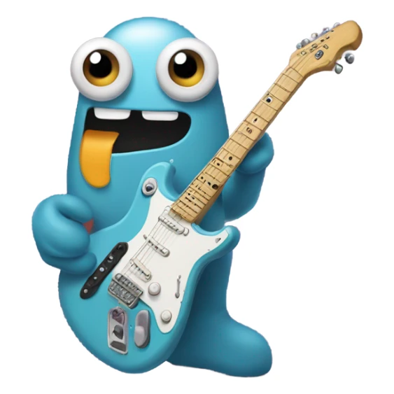 Thumb with googley eyes and electric guitar  sticker