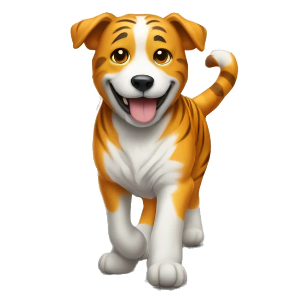 ✍️ dog is walking on the road wearing tiger shoes sticker