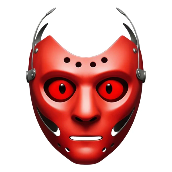 Icon for Thriller: A dark, chilling design featuring a silhouette of Hannibal Lecter’s mask, with a hint of his piercing eyes. Blood-red tones and eerie shadows add suspense, symbolizing the sinister atmosphere. Vintage, intense cinematic style. Transparent background. sticker