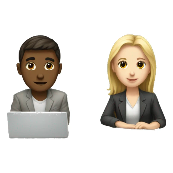 a white boy and a white girl in a computer science lesson, not sitting together  sticker
