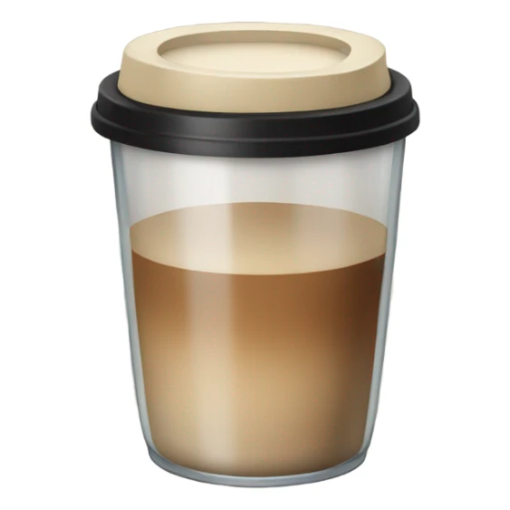 glass of coffee with black beige lid sticker