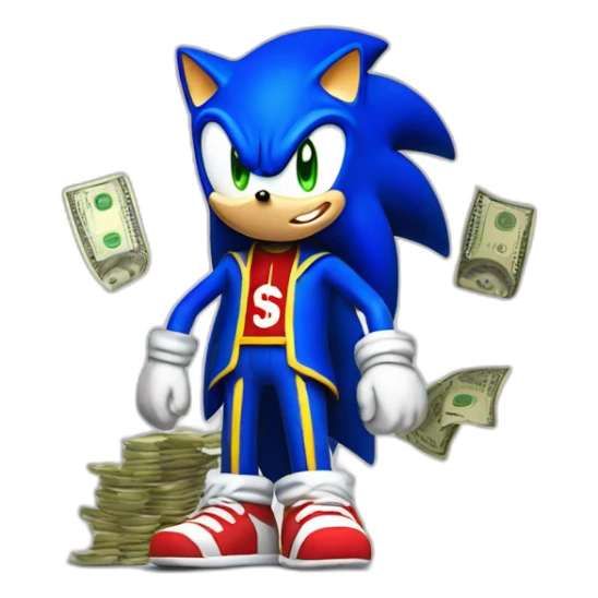 sonic wearing supreme clothes with cash on the floor sticker