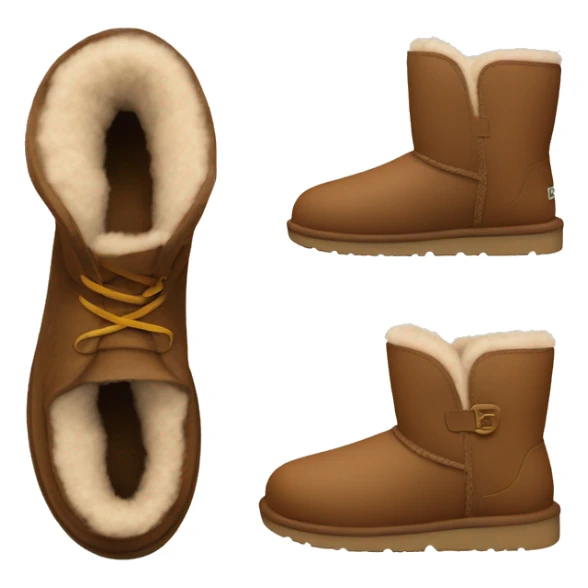 Brown Ugg shoes with a little shoe under them sticker