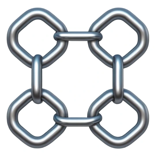 Apple iOS emoji style glowing chain link, glossy 3D, soft lighting, clean gradient background, ultra realistic sticker