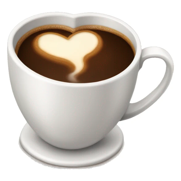 Heart shaped coffee cup with steamy creamy dark brown coffee bubbling  sticker