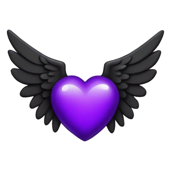 purple heart with black wings sticker