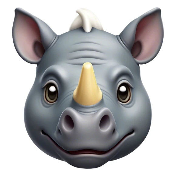 Cinematic Comical Rhinoceros Portrait Emoji, Head tilted dramatically with an exaggeratedly amused expression, featuring a striking, glossy slate-gray hide with a boldly textured white horn, wide, expressive eyes filled with playful disbelief, Simplified yet hilariously expressive features, highly detailed, glowing with a slightly sassy glow, high shine, dramatic yet playful, stylized with an air of cheeky wild mischief, bright and endearing, soft glowing outline, capturing the essence of a spirited and over-the-top rhinoceros, so meme-worthy it feels like it could charge its way into internet fame instantly! sticker
