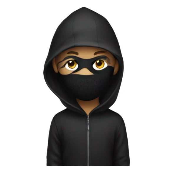 boy wearing a hacker mask and a black hoodie sticker